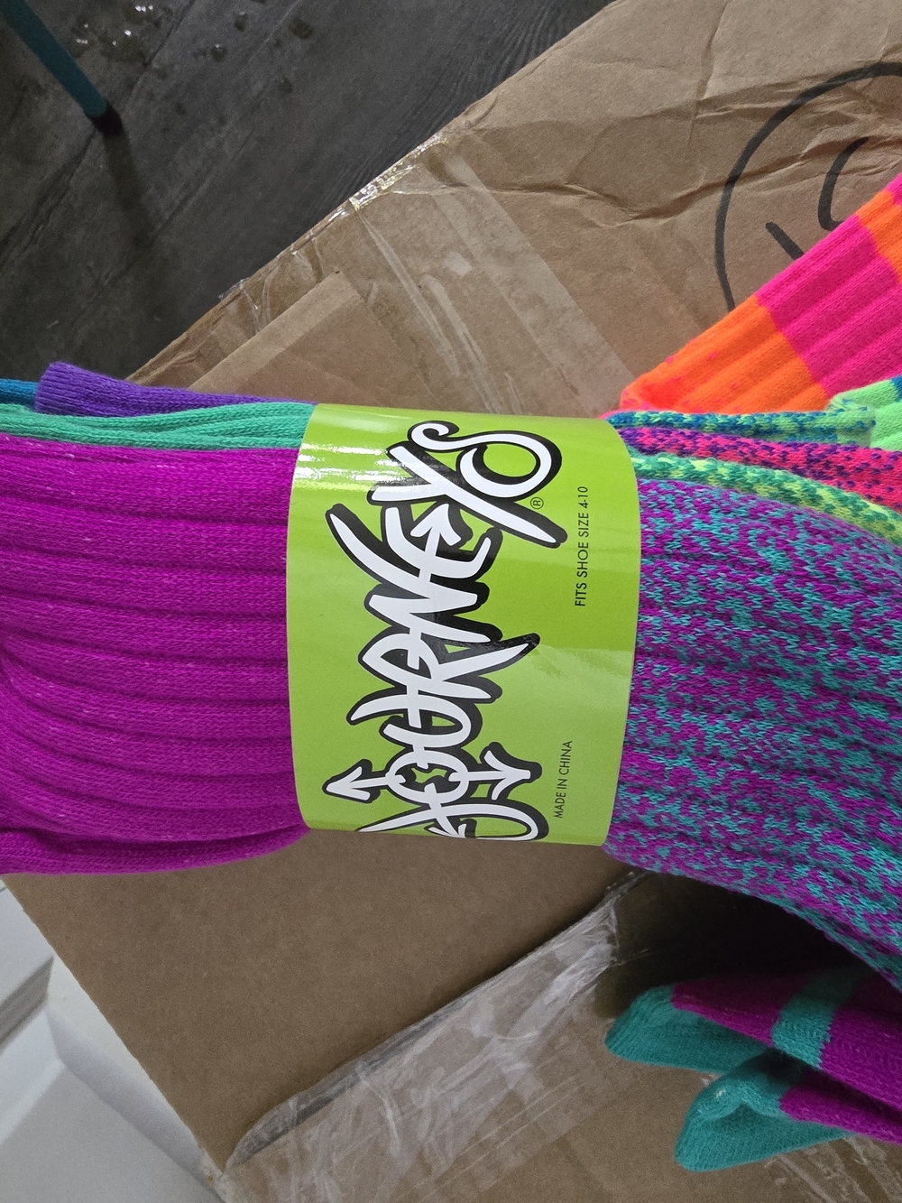 Journey's Teen /junior  Crew Socks - Neon Pink & Teal
